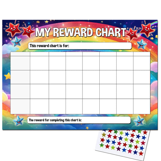 A4 Children's Star Reward Chart with 77 Star Stickers