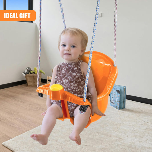 Childrens Toddler Adjustable Outdoor Garden Rope Safety Safe Swing Seat (Orange)
