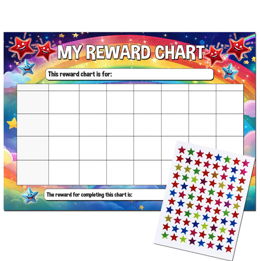 A4 Children's Star Reward Chart with 77 Star Stickers
