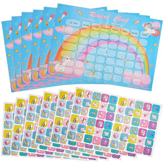 12 Pieces Unicorn Reward Chart with Stickers Includes