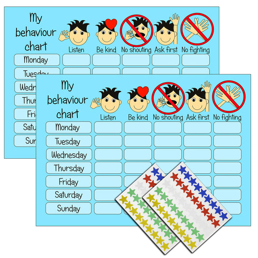 Boys Reusable Behaviour Reward Chart & Stickers